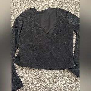 Elegant Black Glitter Wrap Top
